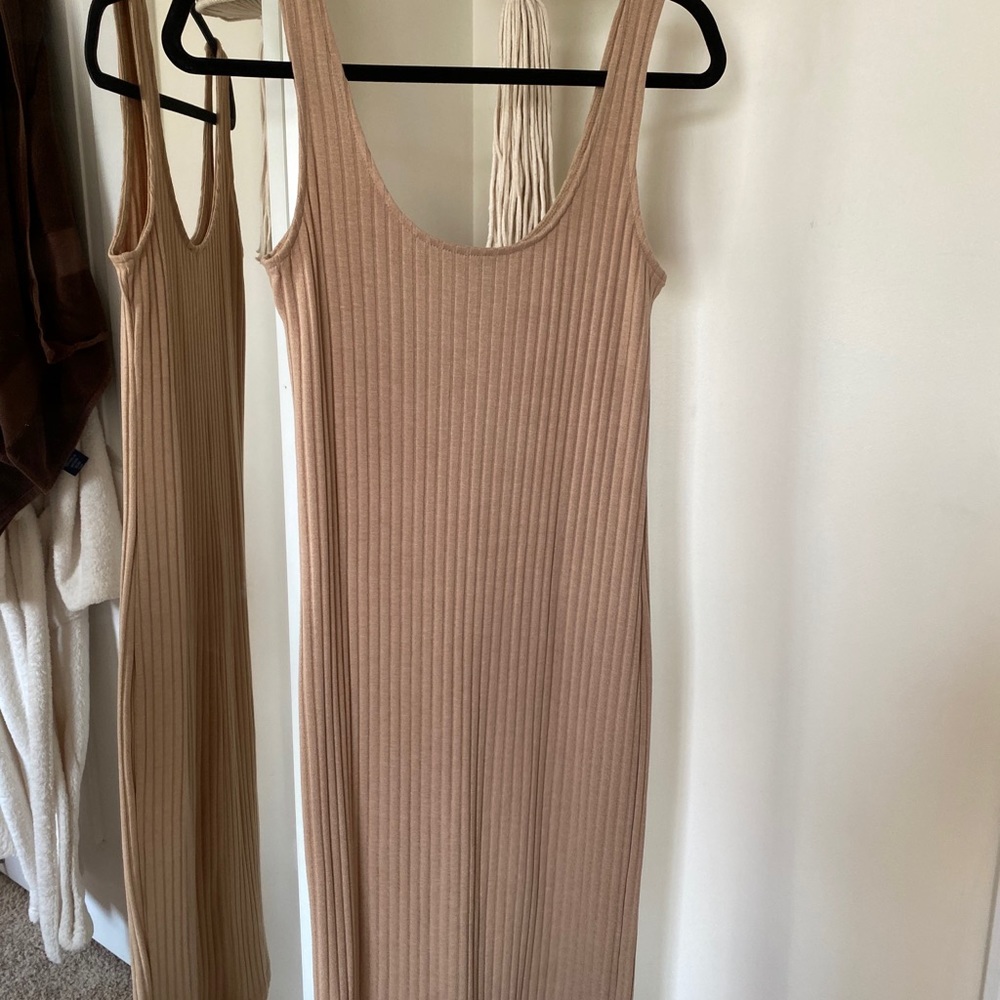 Nude bodycon tank-dress.